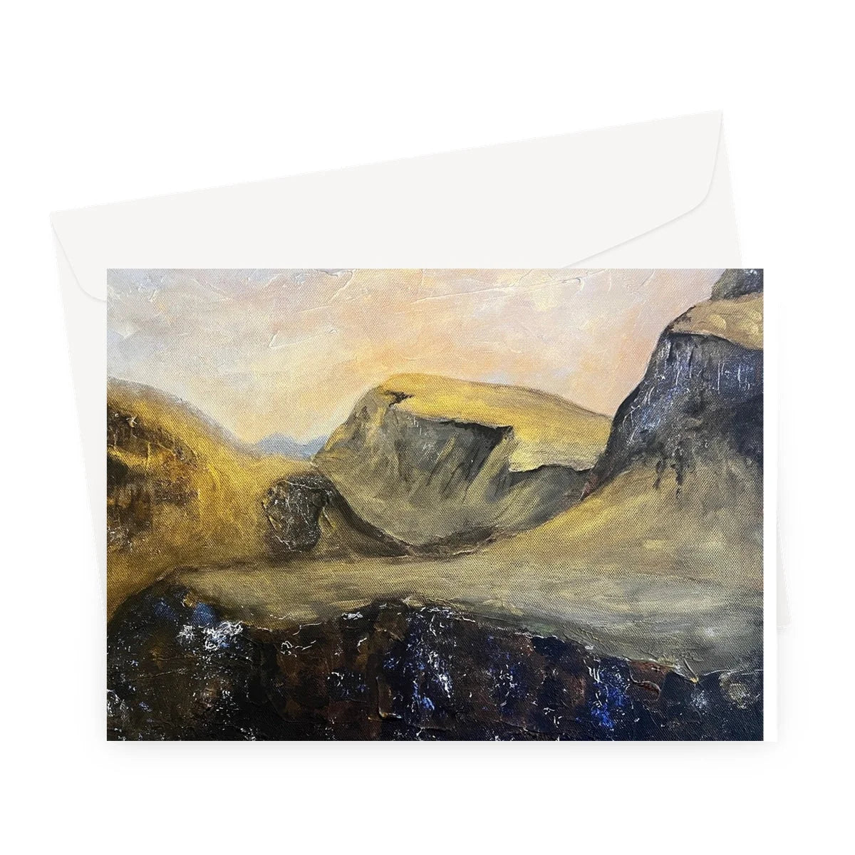 The Quiraing Greeting Card - Skye Art Gallery Scotland Worldwide Shipping Scottish Landscape Paintings and Prints