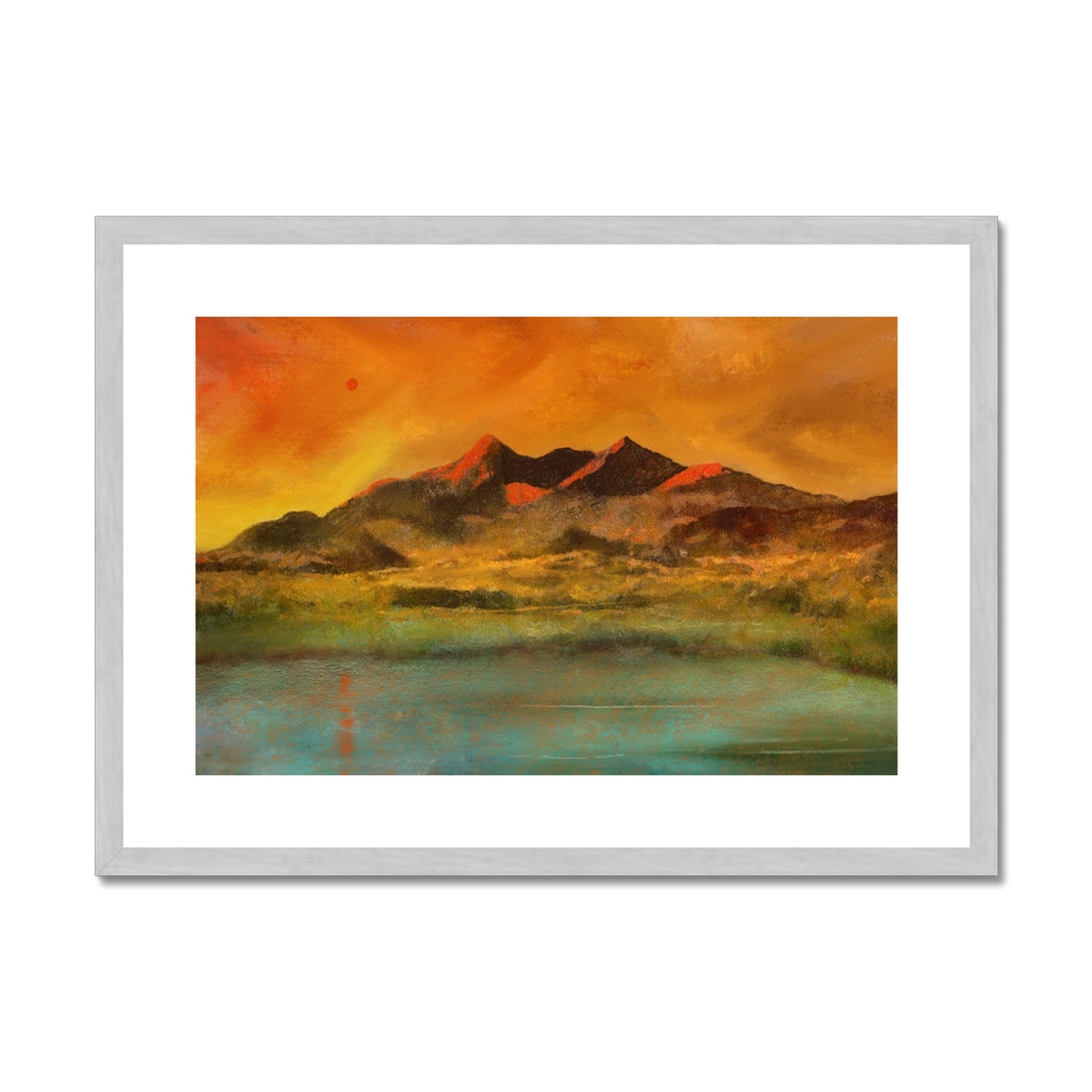 Red Moon Cuillin Antique Framed & Mounted Print.