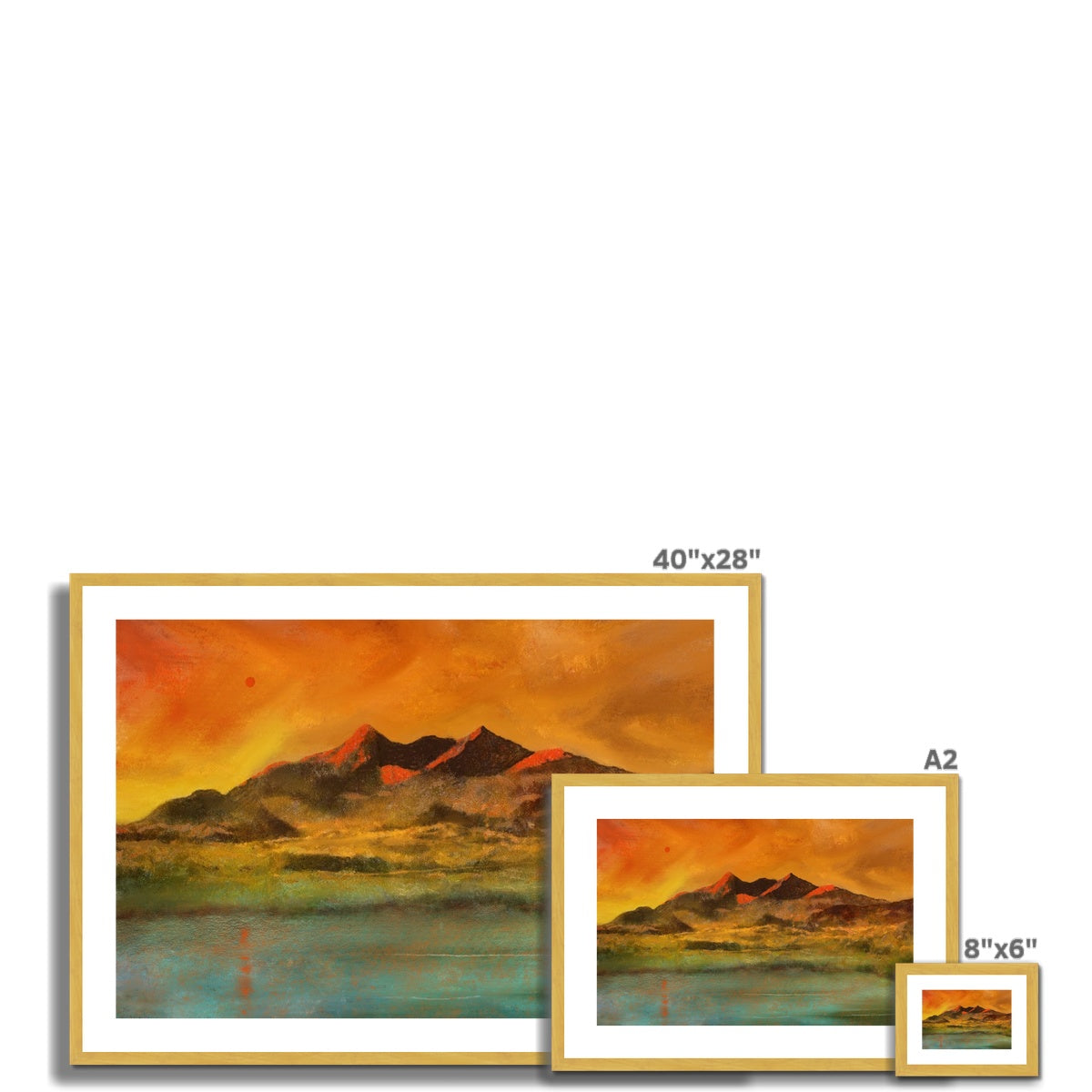 Red Moon Cuillin Antique Framed & Mounted Print.