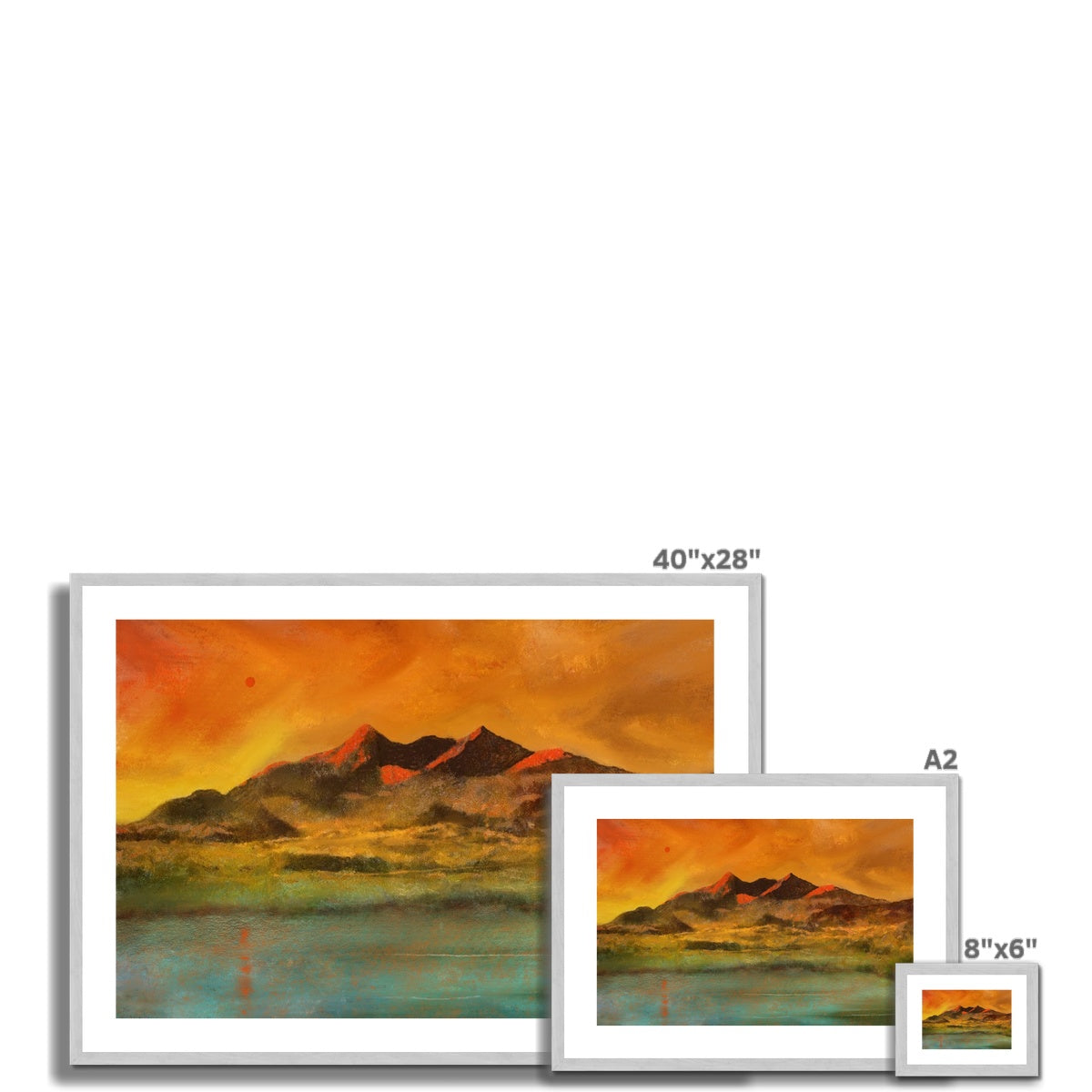 Red Moon Cuillin Antique Framed & Mounted Print.