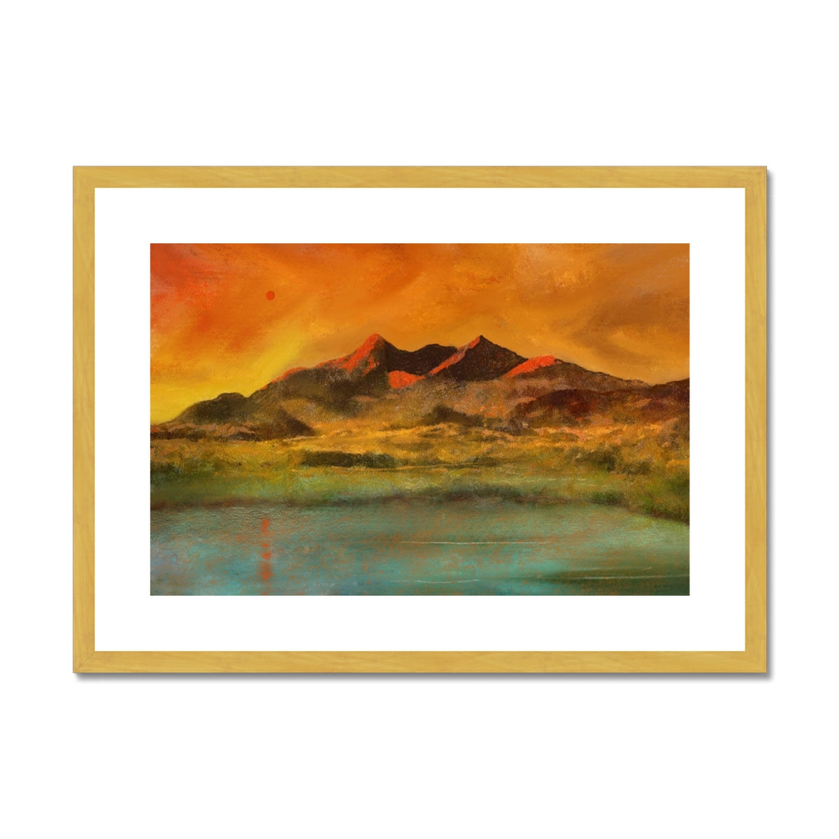 Red Moon Cuillin Antique Framed & Mounted Print.