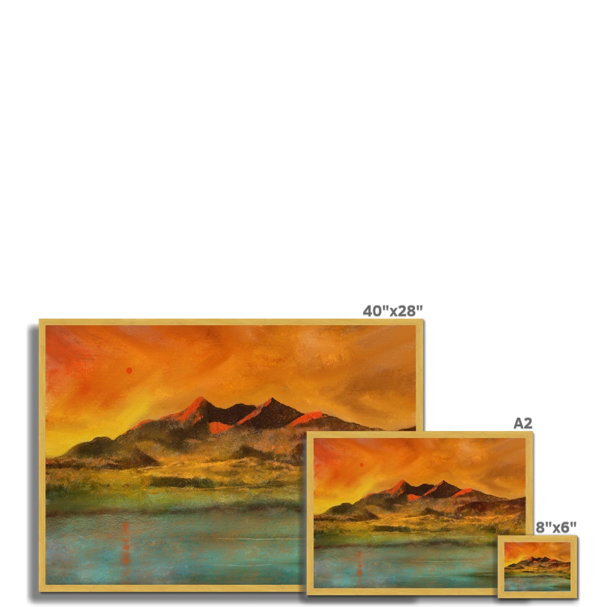 Red Moon Cuillin Antique Framed Print.