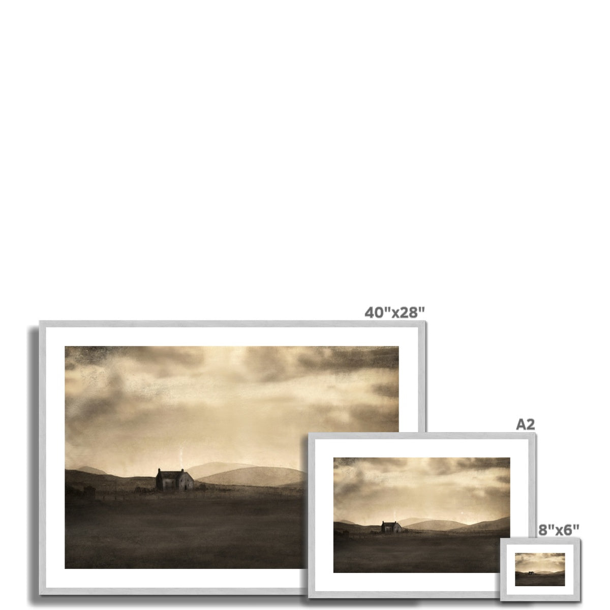 Scottish Paintings - ' A Moonlit Croft ' Antique Framed & Mounted Print