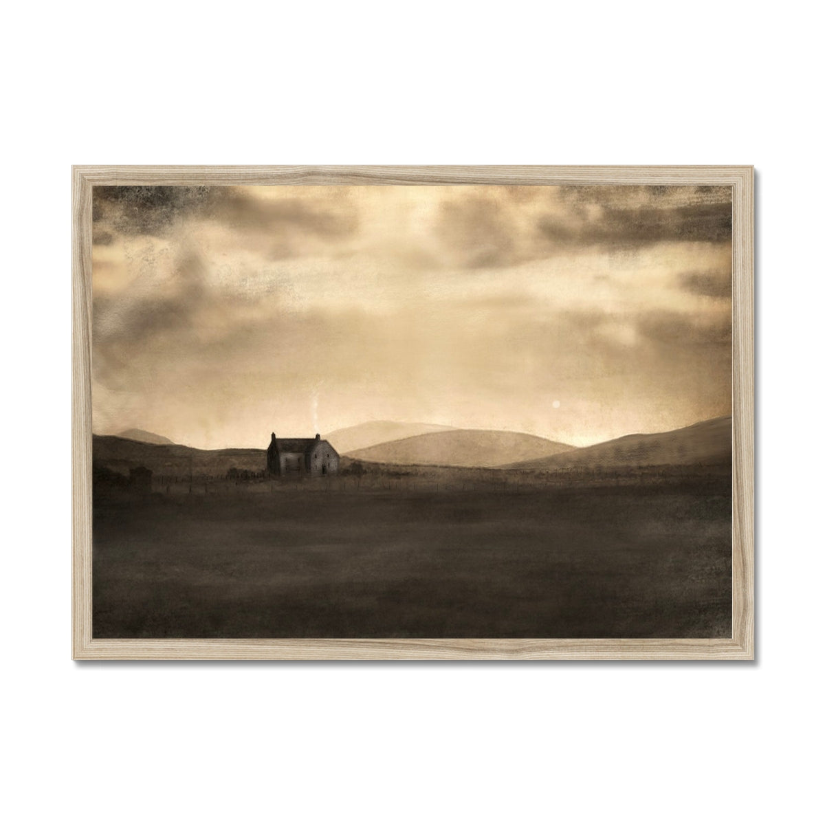 Scottish Paintings - ' A Moonlit Croft ' Framed Print