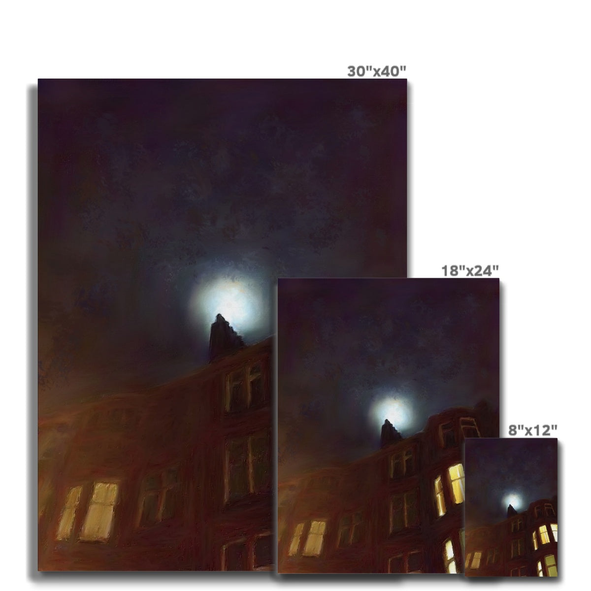 Scottish Paintings - ' A Moonlit Tenement ' Canvas