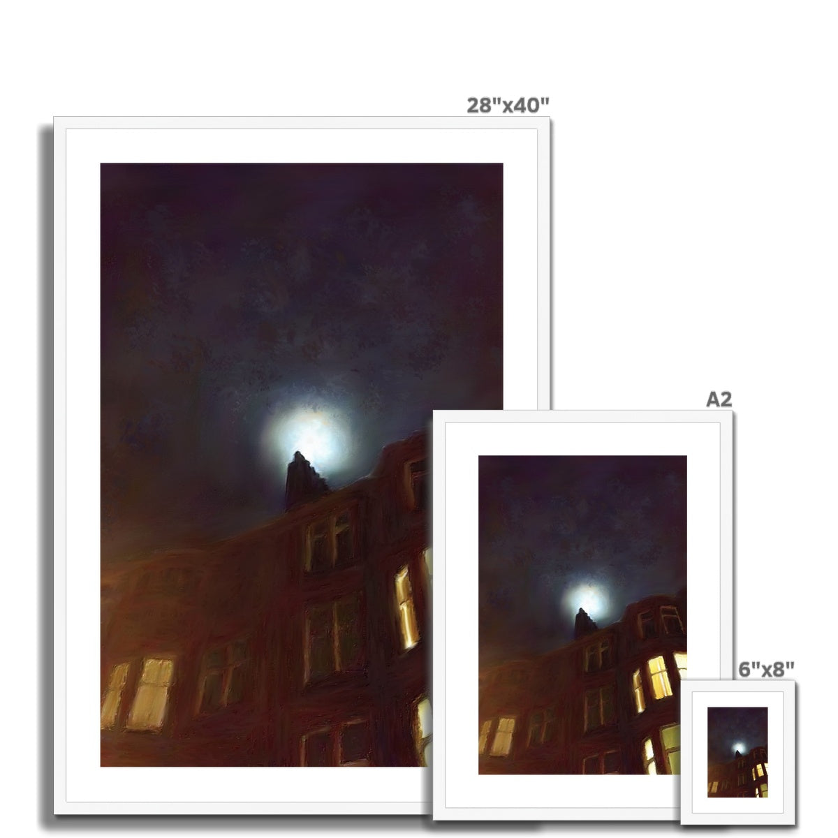 Scottish Paintings - ' A Moonlit Tenement ' Framed & Mounted Print