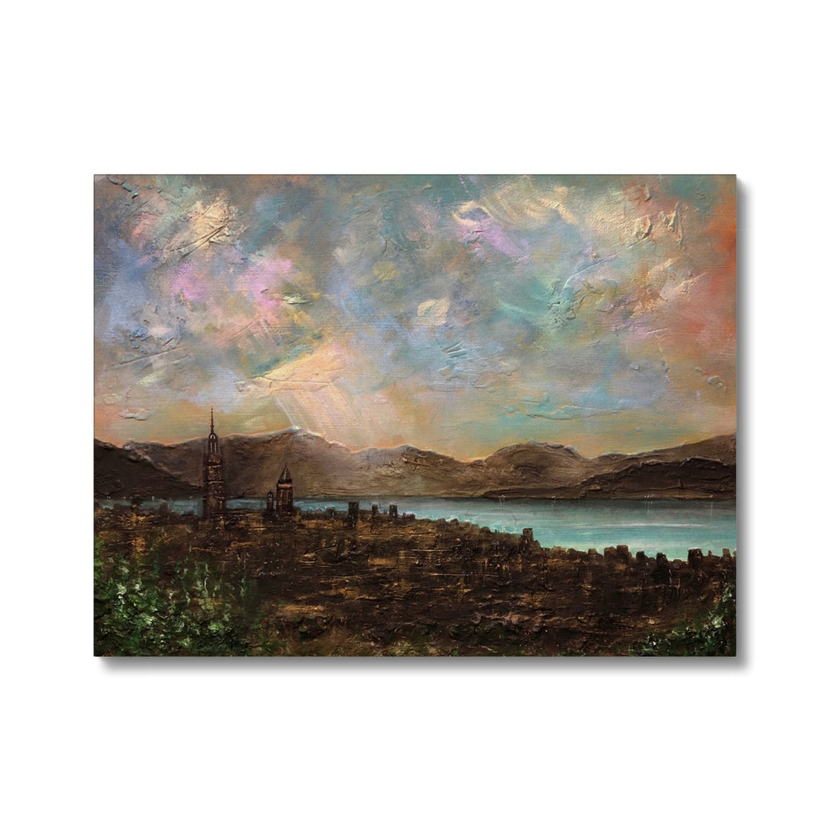 Scottish Paintings - ' Angels Fingers Over Greenock ' Canvas