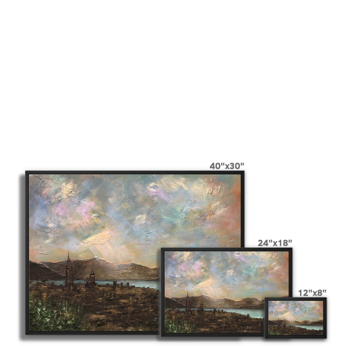 Scottish Paintings - ' Angels Fingers Over Greenock ' Framed Canvas