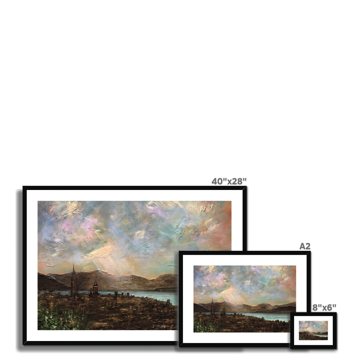 Scottish Paintings - ' Angels Fingers Over Greenock ' Framed & Mounted Print