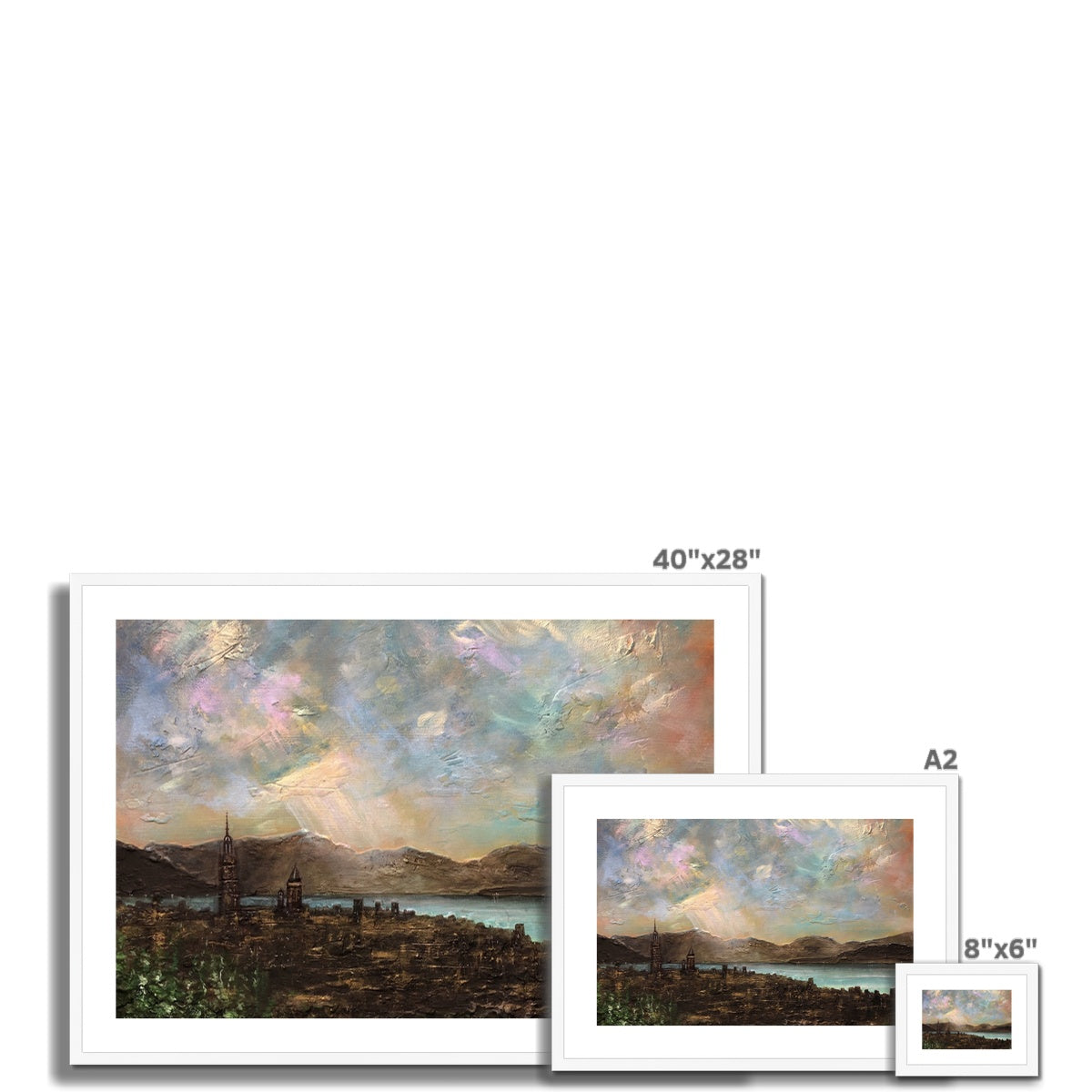 Scottish Paintings - ' Angels Fingers Over Greenock ' Framed & Mounted Print
