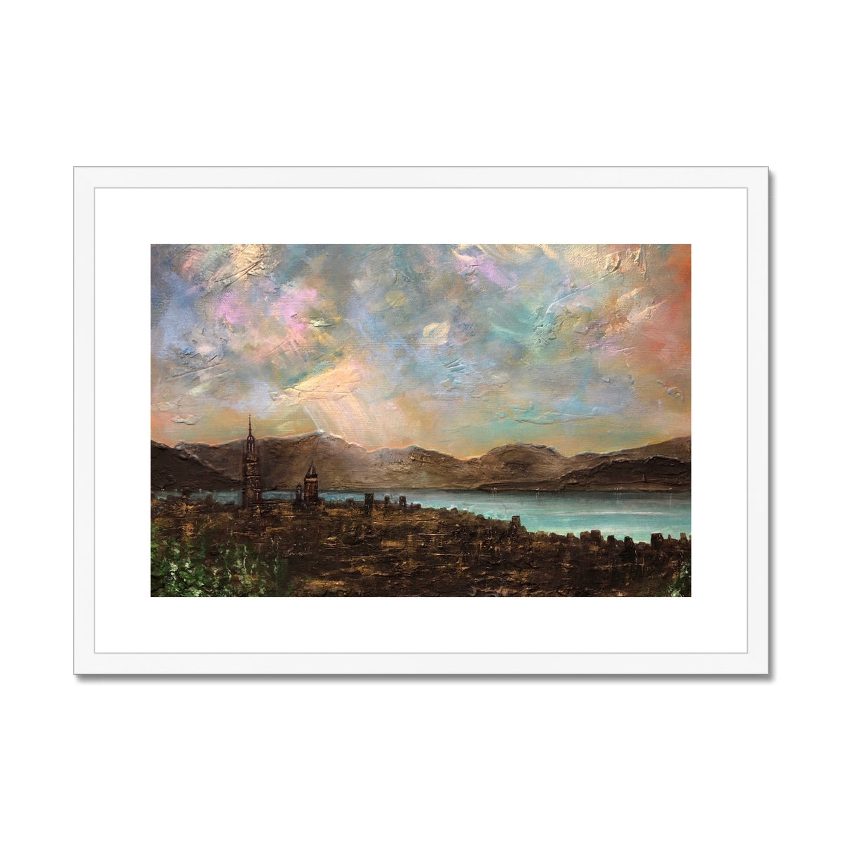 Scottish Paintings - ' Angels Fingers Over Greenock ' Framed & Mounted Print