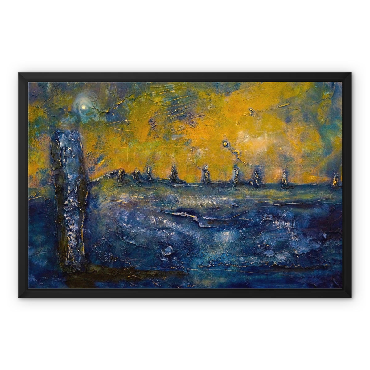 Scottish Paintings - ' Brodgar Moonlight Orkney ' Framed Canvas