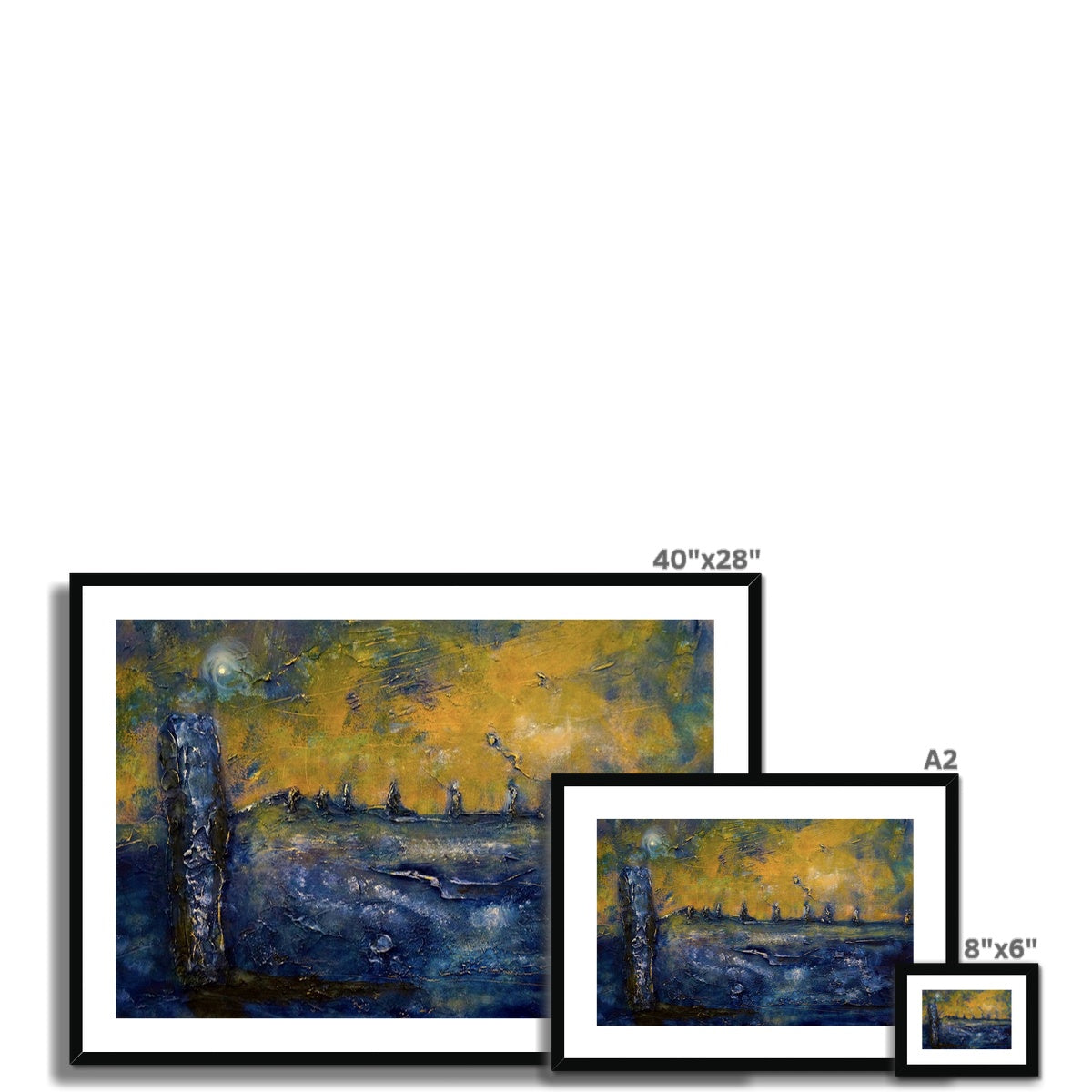 Scottish Paintings - ' Brodgar Moonlight Orkney ' Framed & Mounted Print