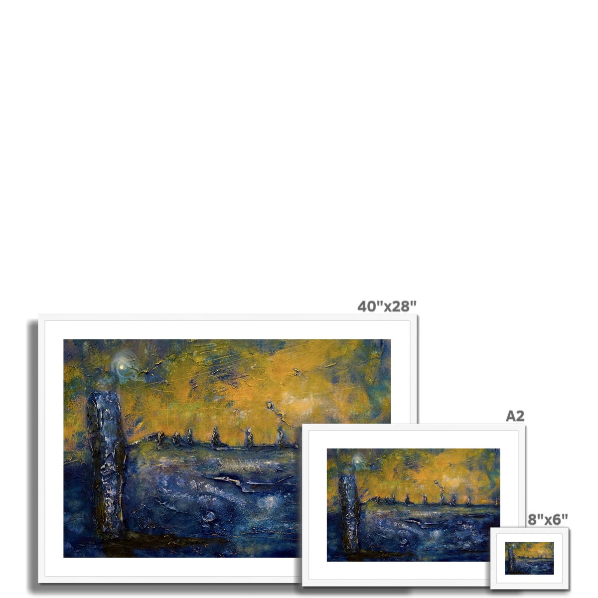 Scottish Paintings - ' Brodgar Moonlight Orkney ' Framed & Mounted Print