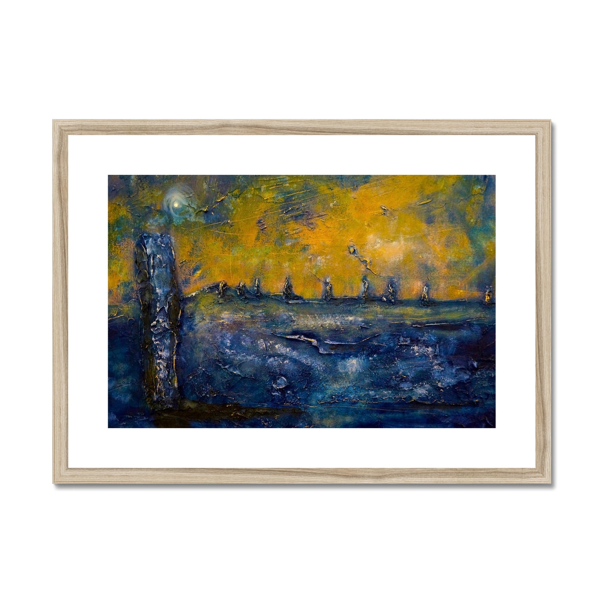 Scottish Paintings - ' Brodgar Moonlight Orkney ' Framed & Mounted Print
