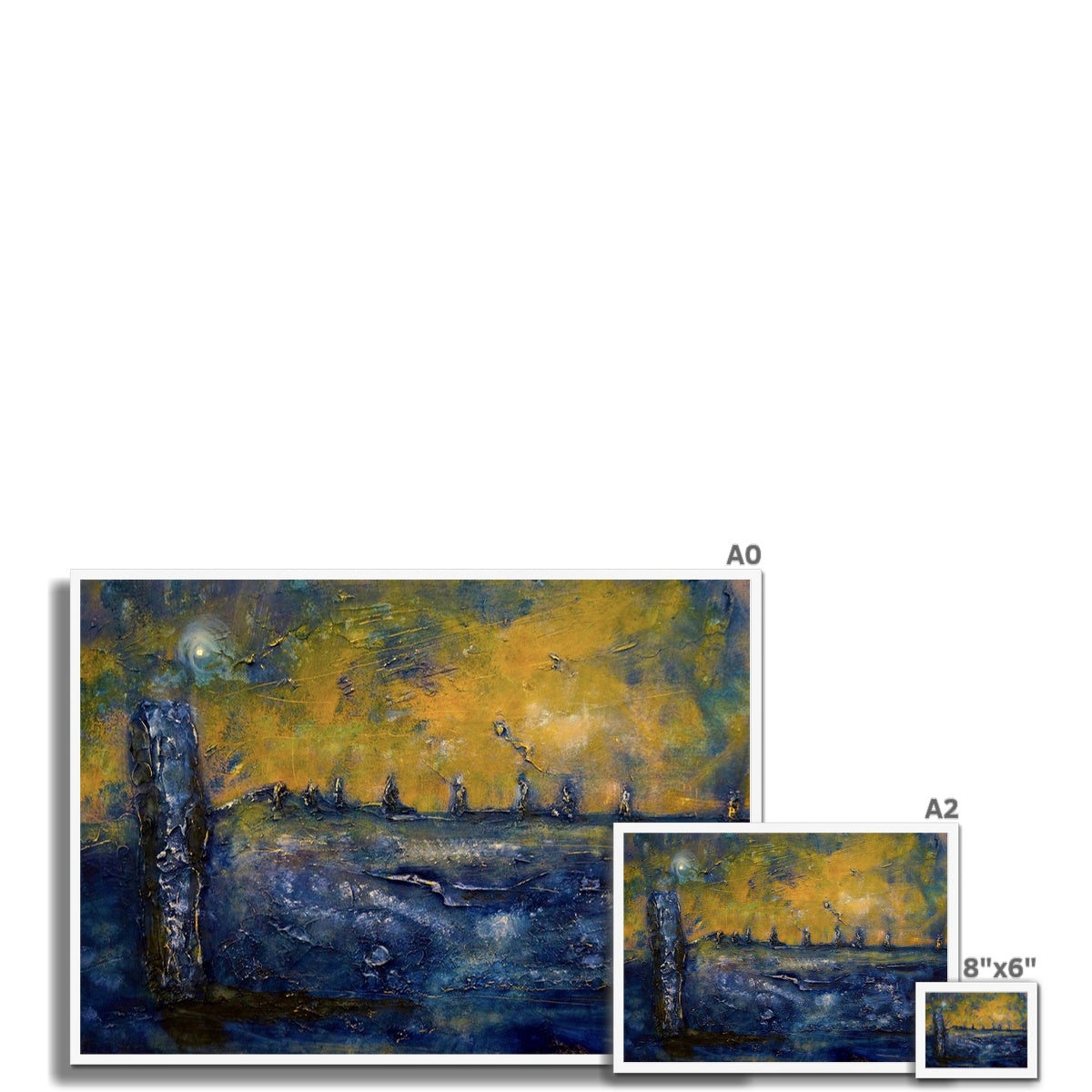 Scottish Paintings - ' Brodgar Moonlight Orkney ' Framed Print