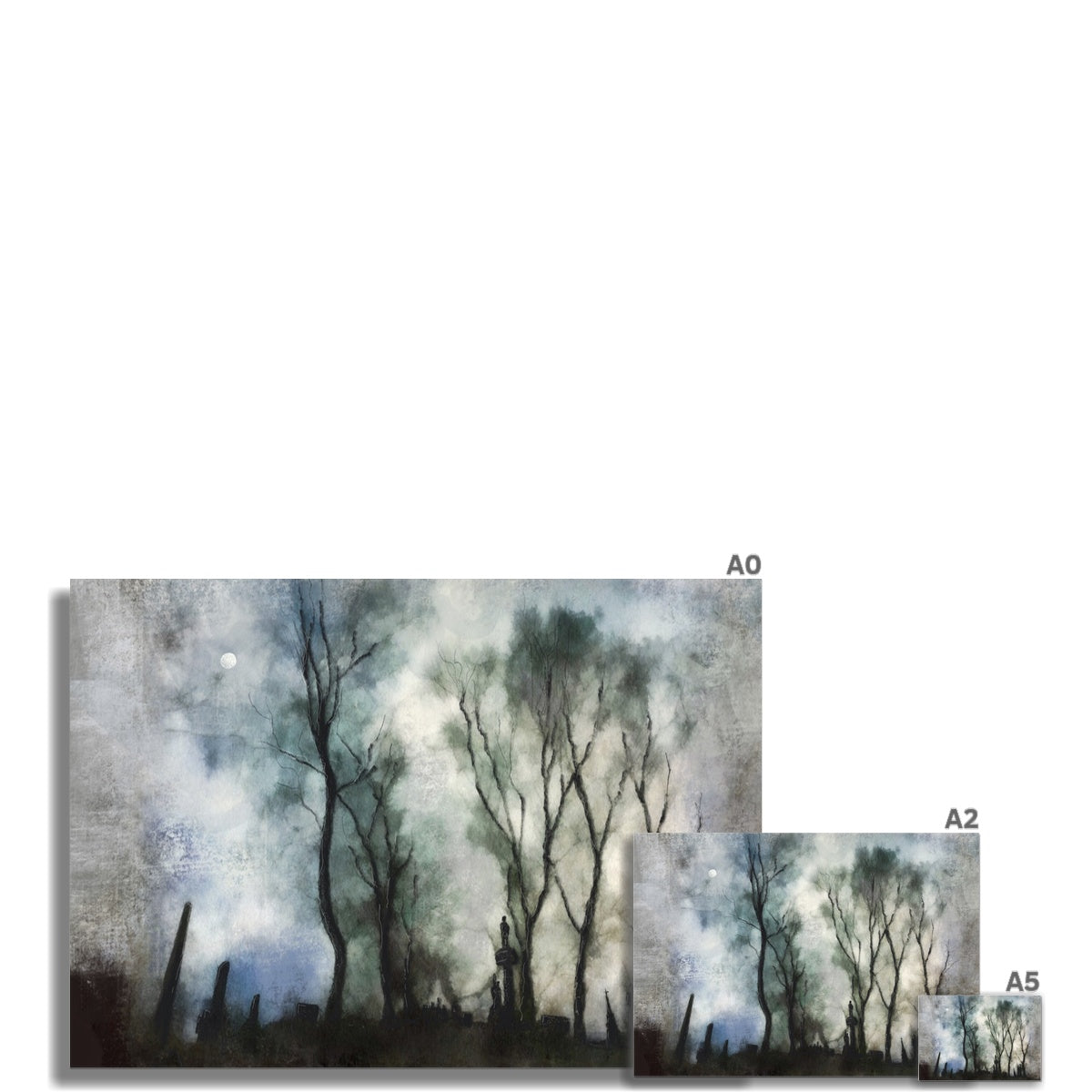 Scottish Paintings - ' Glasgow Necropolis Moonlight ' Fine Art Print