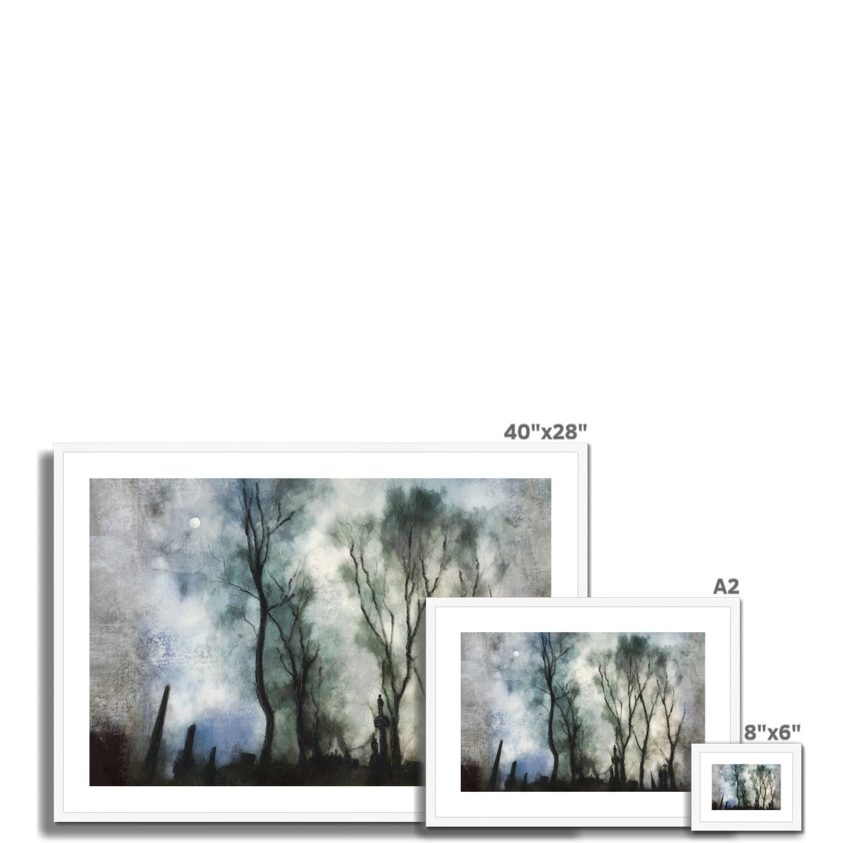 Scottish Paintings - ' Glasgow Necropolis Moonlight ' Framed & Mounted Print