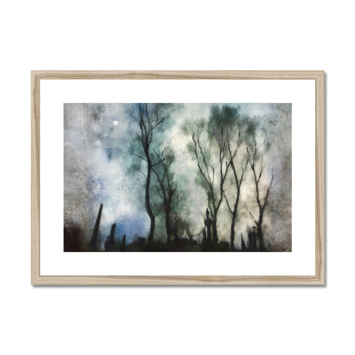 Scottish Paintings - ' Glasgow Necropolis Moonlight ' Framed & Mounted Print