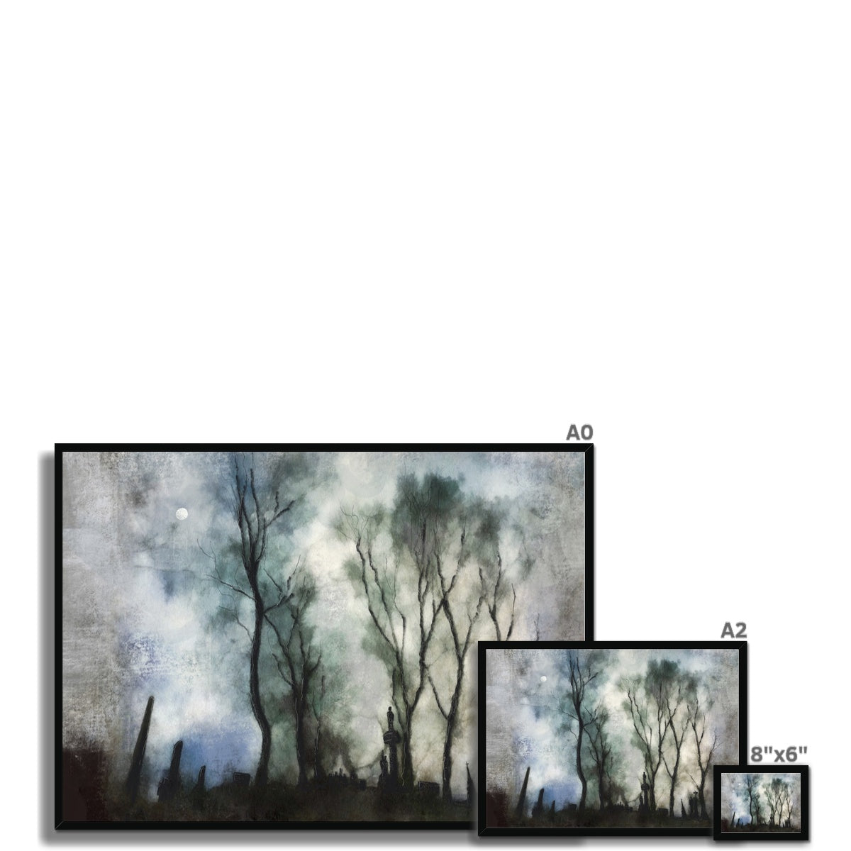 Scottish Paintings - ' Glasgow Necropolis Moonlight ' Framed Print