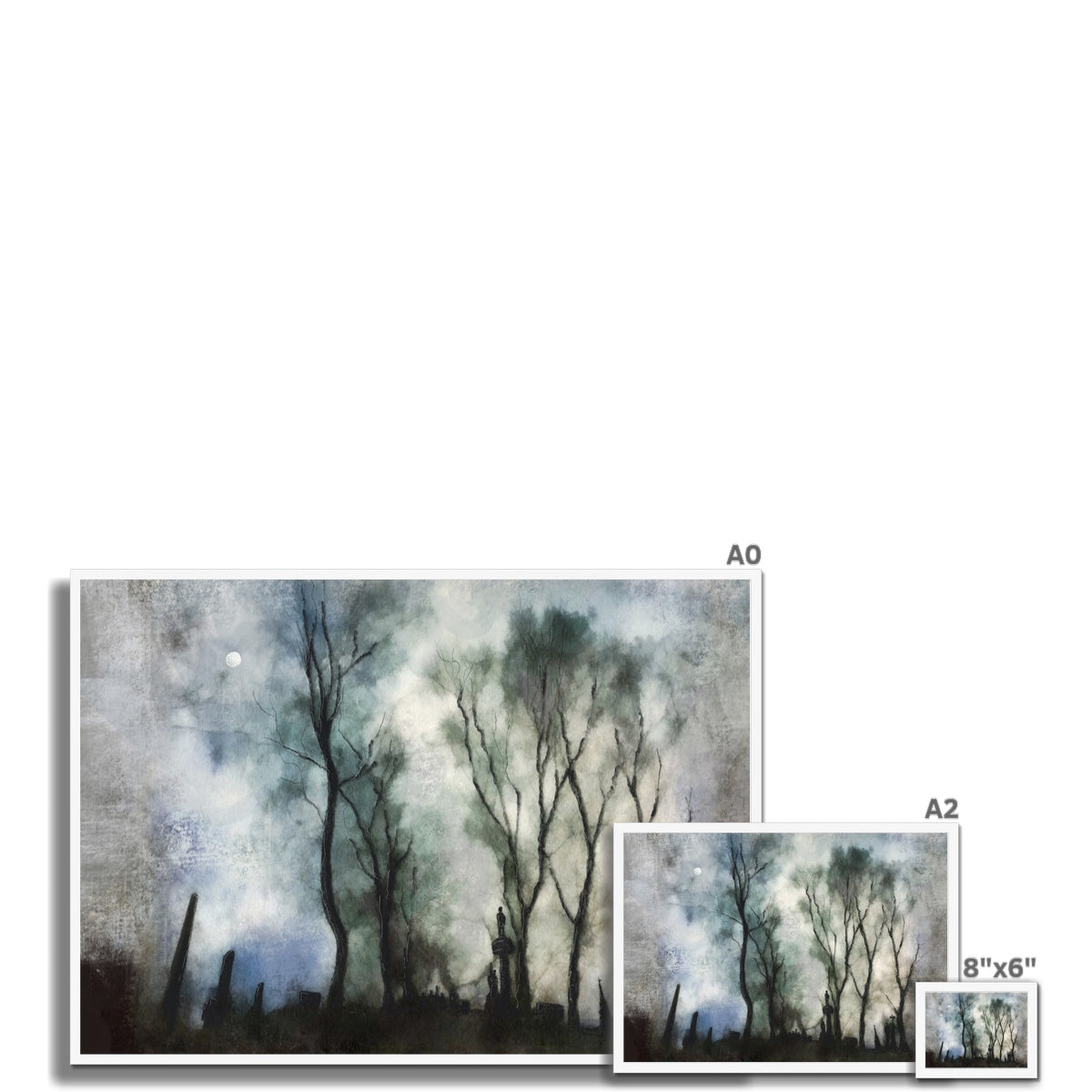 Scottish Paintings - ' Glasgow Necropolis Moonlight ' Framed Print