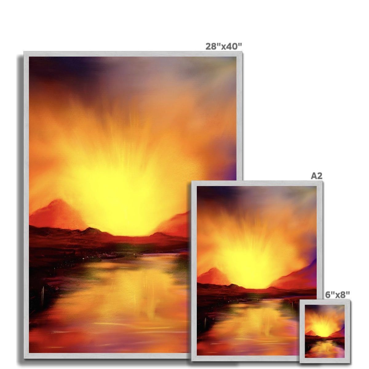 Scottish Paintings - ' Skye Sunset ' Antique Framed Print.