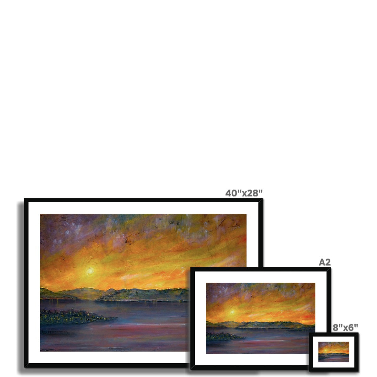 Scottish Paintings - ' Sunset Over Gourock ' Framed & Mounted Print