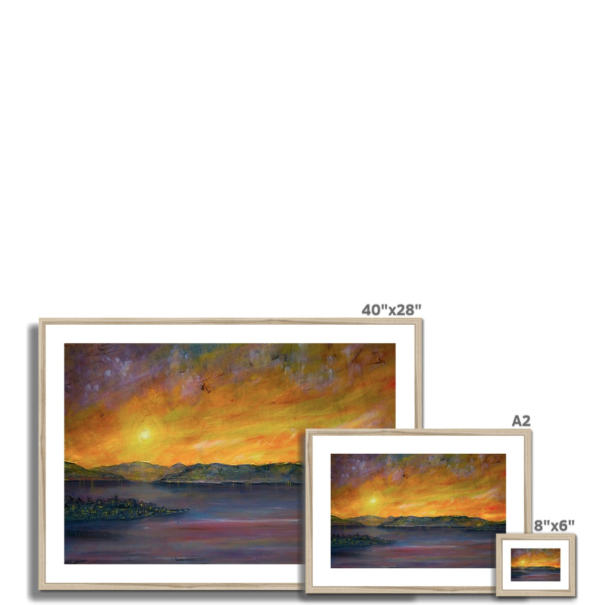 Scottish Paintings - ' Sunset Over Gourock ' Framed & Mounted Print