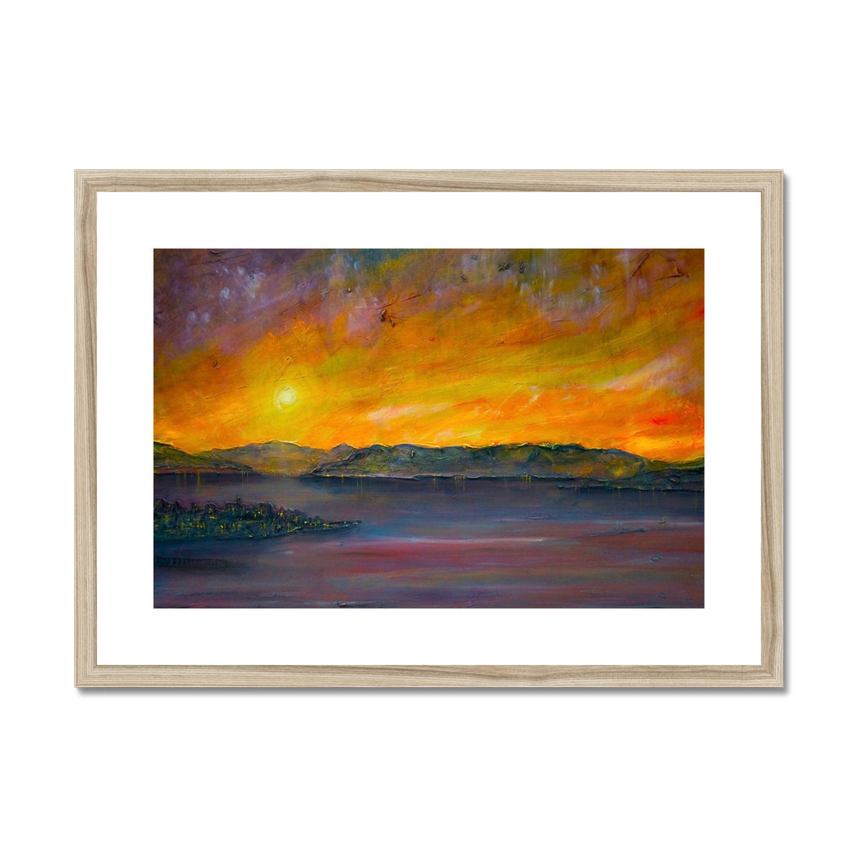 Scottish Paintings - ' Sunset Over Gourock ' Framed & Mounted Print