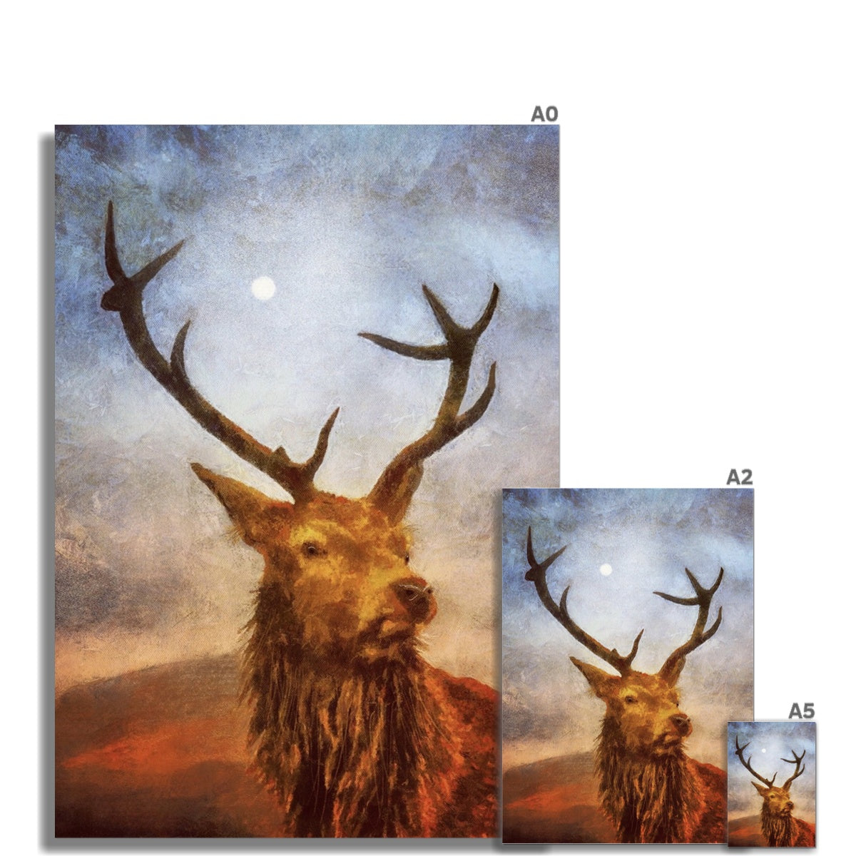 Scottish Paintings - ' The Moonlit Stag ' Fine Art Print