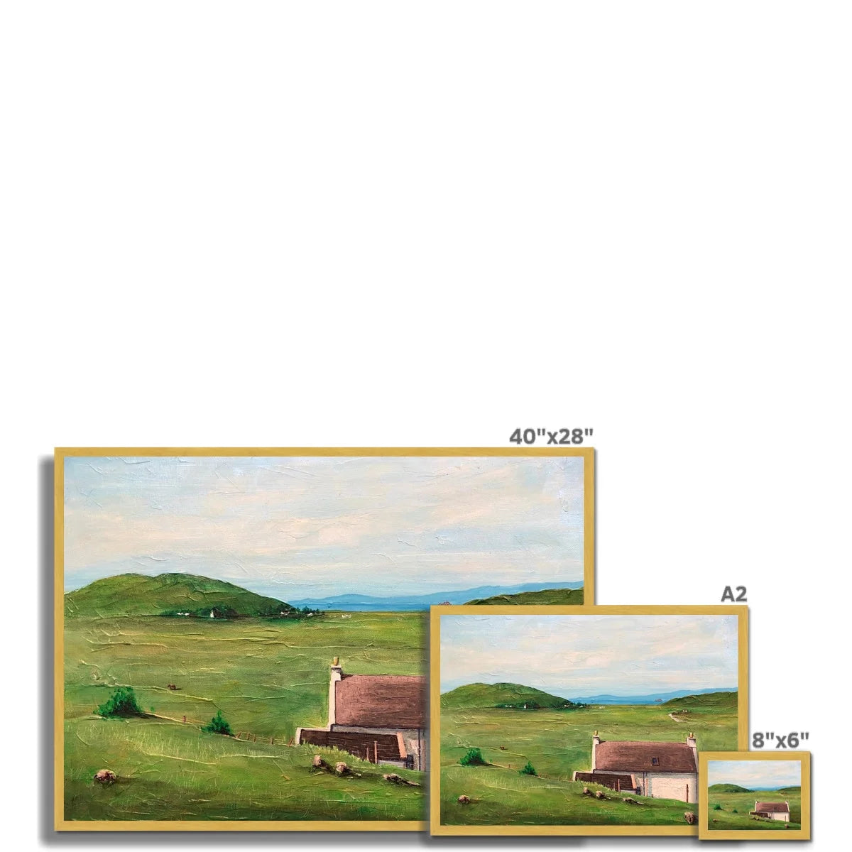 A Skye Cottage Antique Framed Print - Art Gallery Scotland Worldwide Shipping Scottish Landscape Paintings and Prints by Artist Hunter