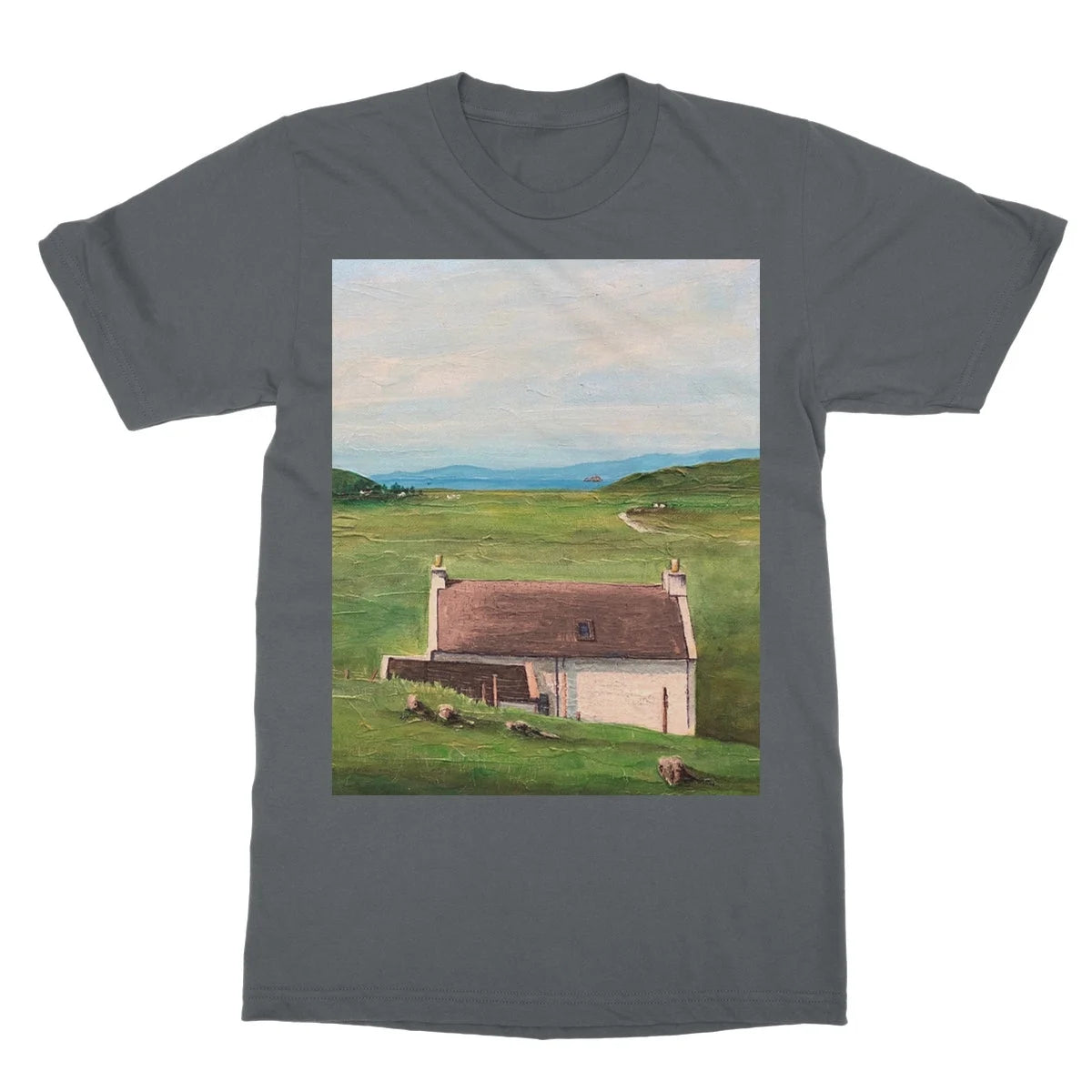 A Skye Cottage Softstyle T-shirt - Art Gallery Scotland Worldwide Shipping Scottish Landscape Paintings and Prints