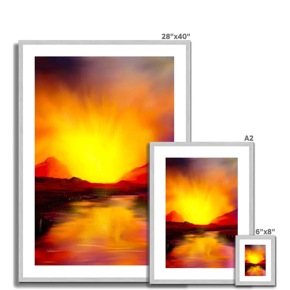Skye Sunset Antique Framed & Mounted Print - Art Gallery Scotland Worldwide Shipping Scottish Landscape Paintings and Prints by Artist