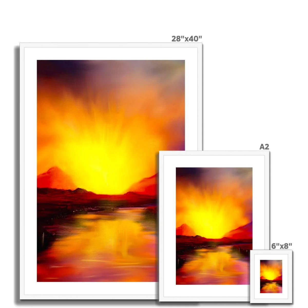 Skye Sunset Framed & Mounted Print - Art Gallery Scotland Worldwide Shipping Scottish Landscape Paintings and Prints by Artist Hunter