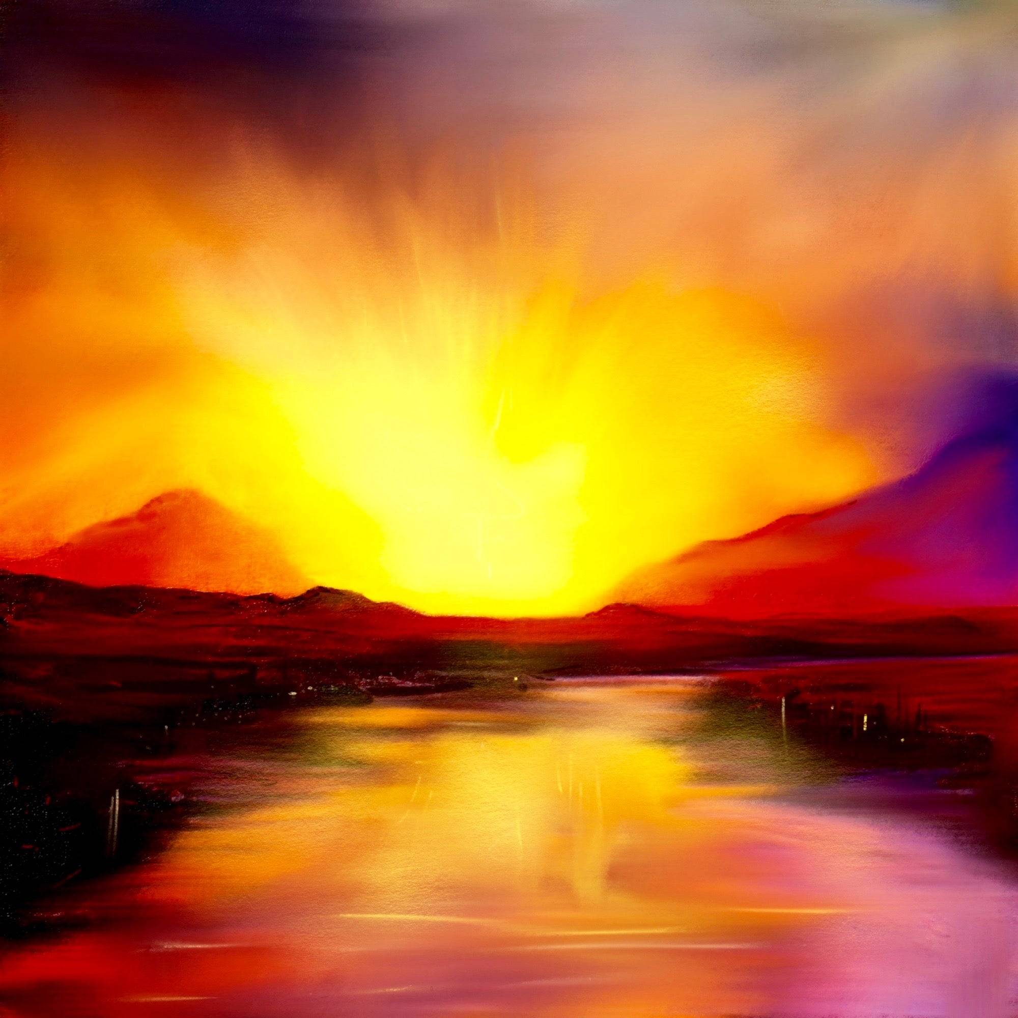 Skye Sunset Wooden Art Block - Scottish - Gallery Scotland