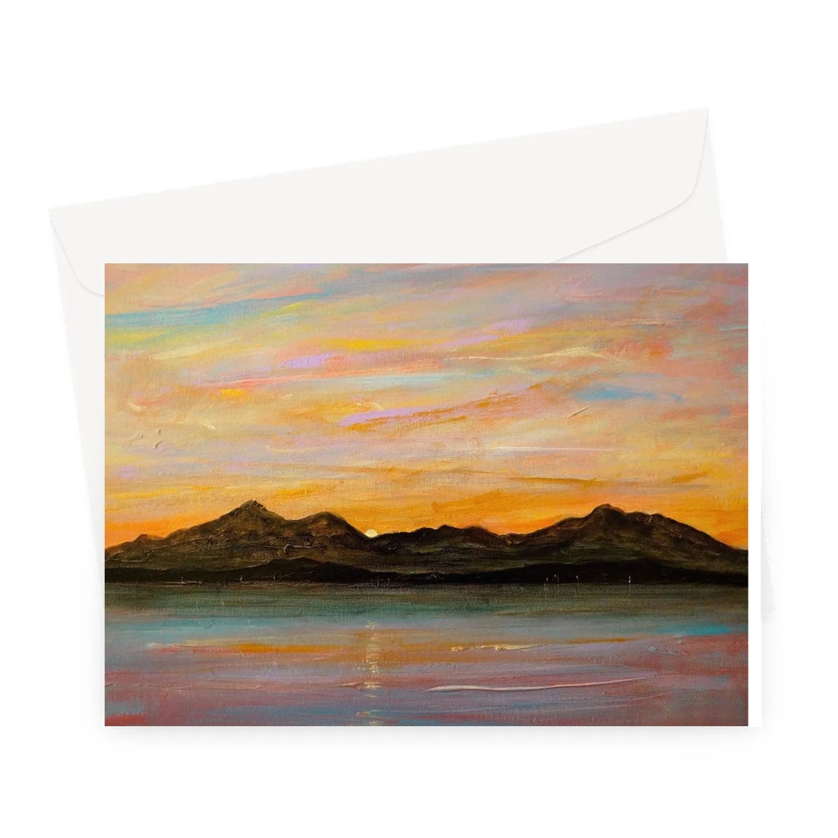 The Sleeping Warrior Arran Greeting Card - Art Gallery Scotland Worldwide Shipping Scottish Landscape by Artist Hunter Featuring Paintings