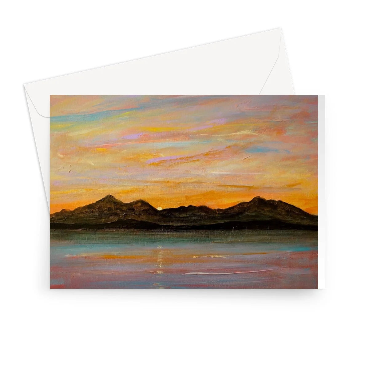 The Sleeping Warrior Arran Greeting Card - Art Gallery Scotland Worldwide Shipping Scottish Landscape by Artist Hunter Featuring Paintings