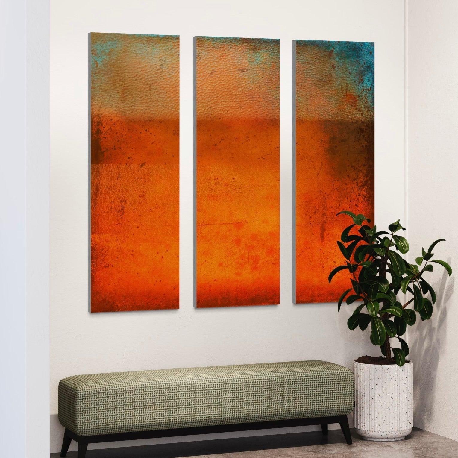 Sunrise Horizon Abstract Triptych Canvas Print.