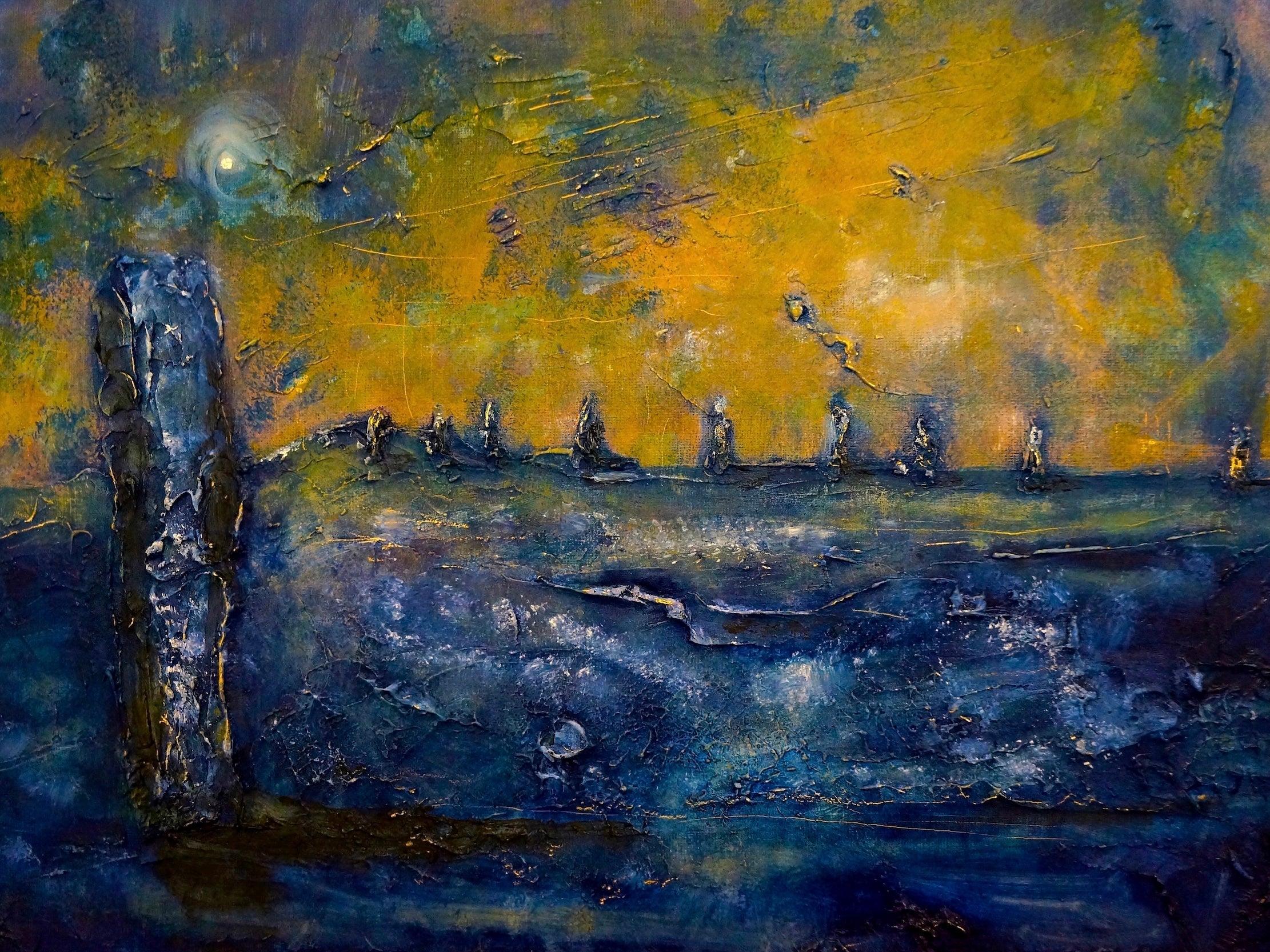 Scottish Paintings - ' Brodgar Moonlight Orkney '