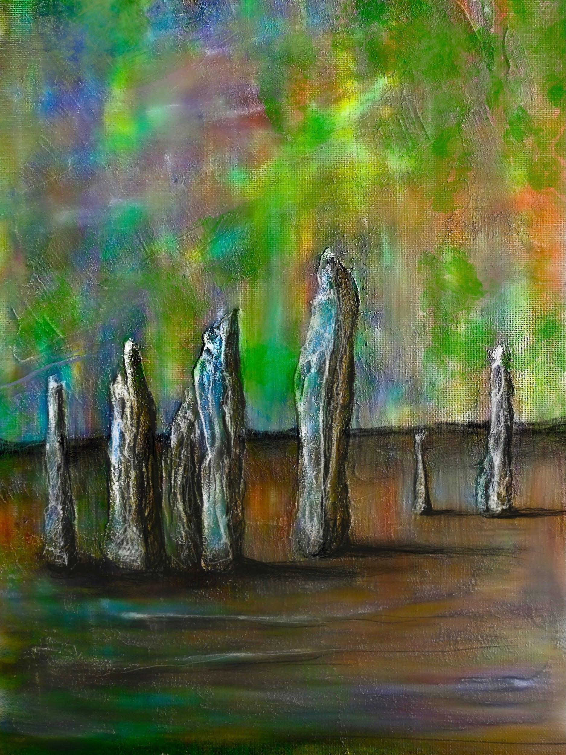 Scottish Paintings - ' Callanish Northern Lights '