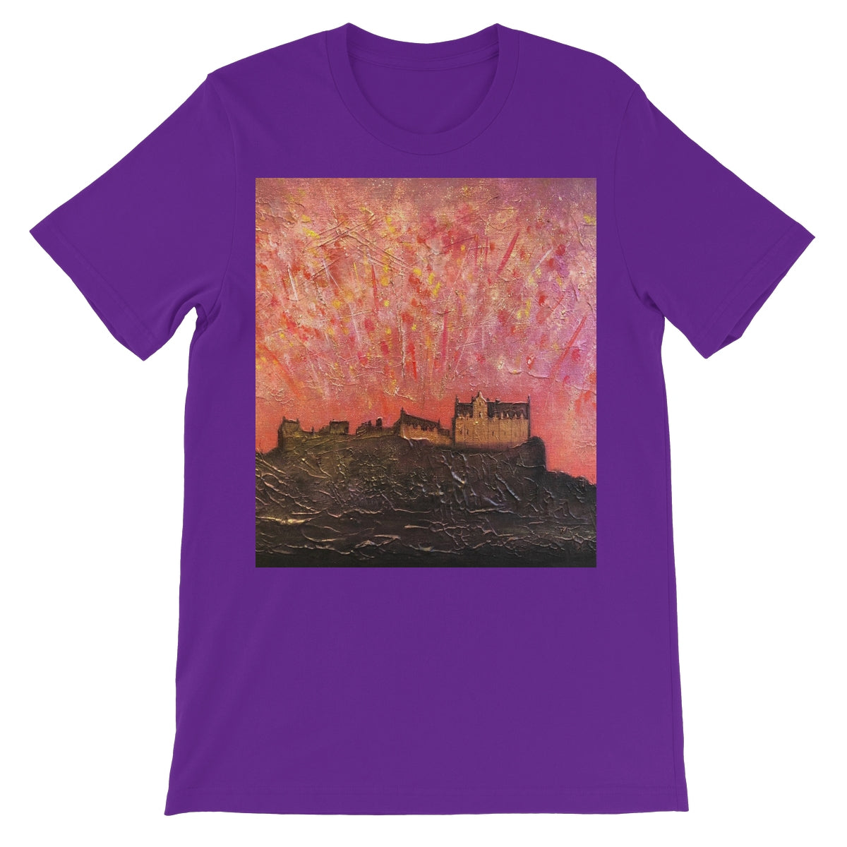 Edinburgh Castle Fireworks Unisex Short Sleeve T-Shirt | Scottish Art Gifts