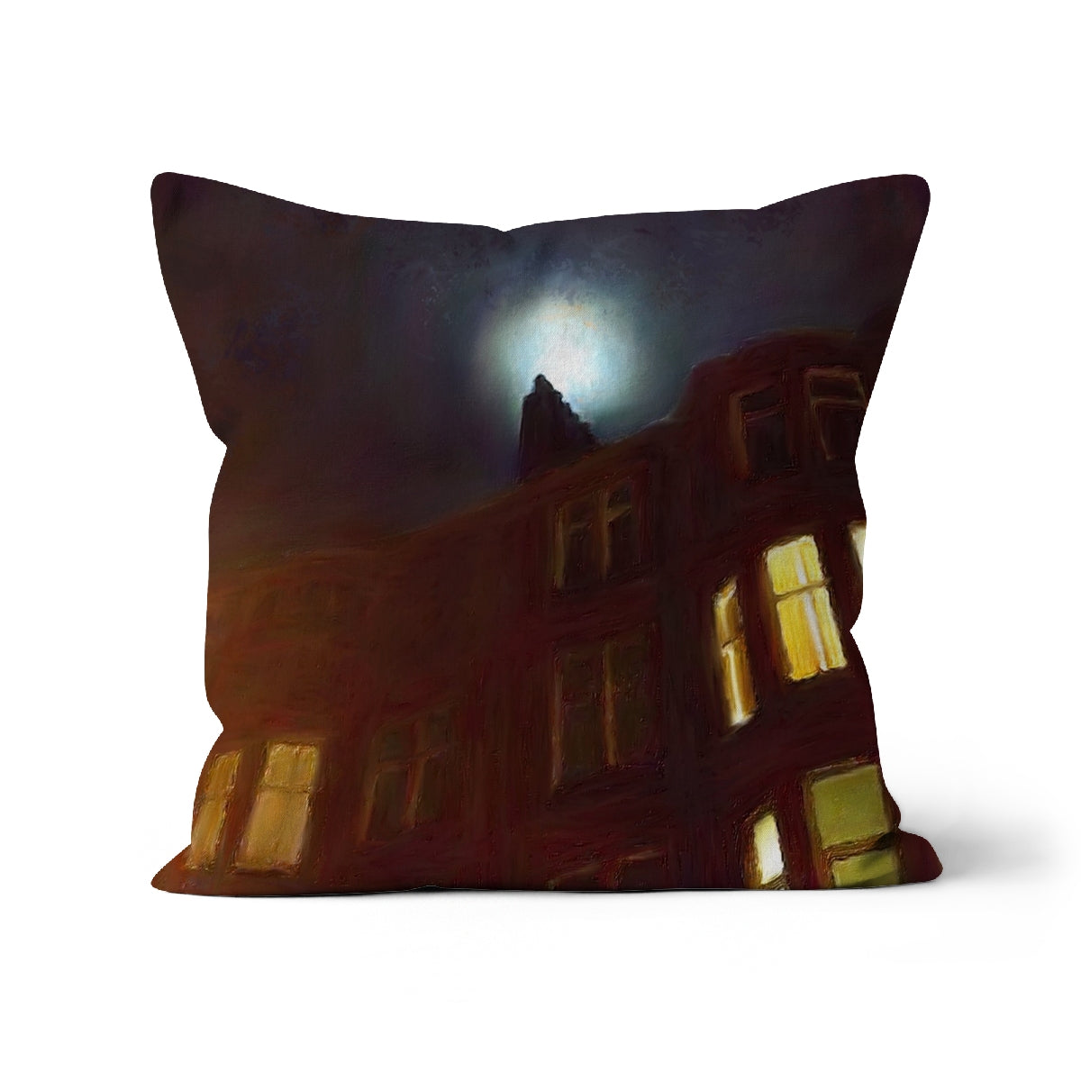 A Moonlit Tenement Cushion | Scottish Art Gifts
