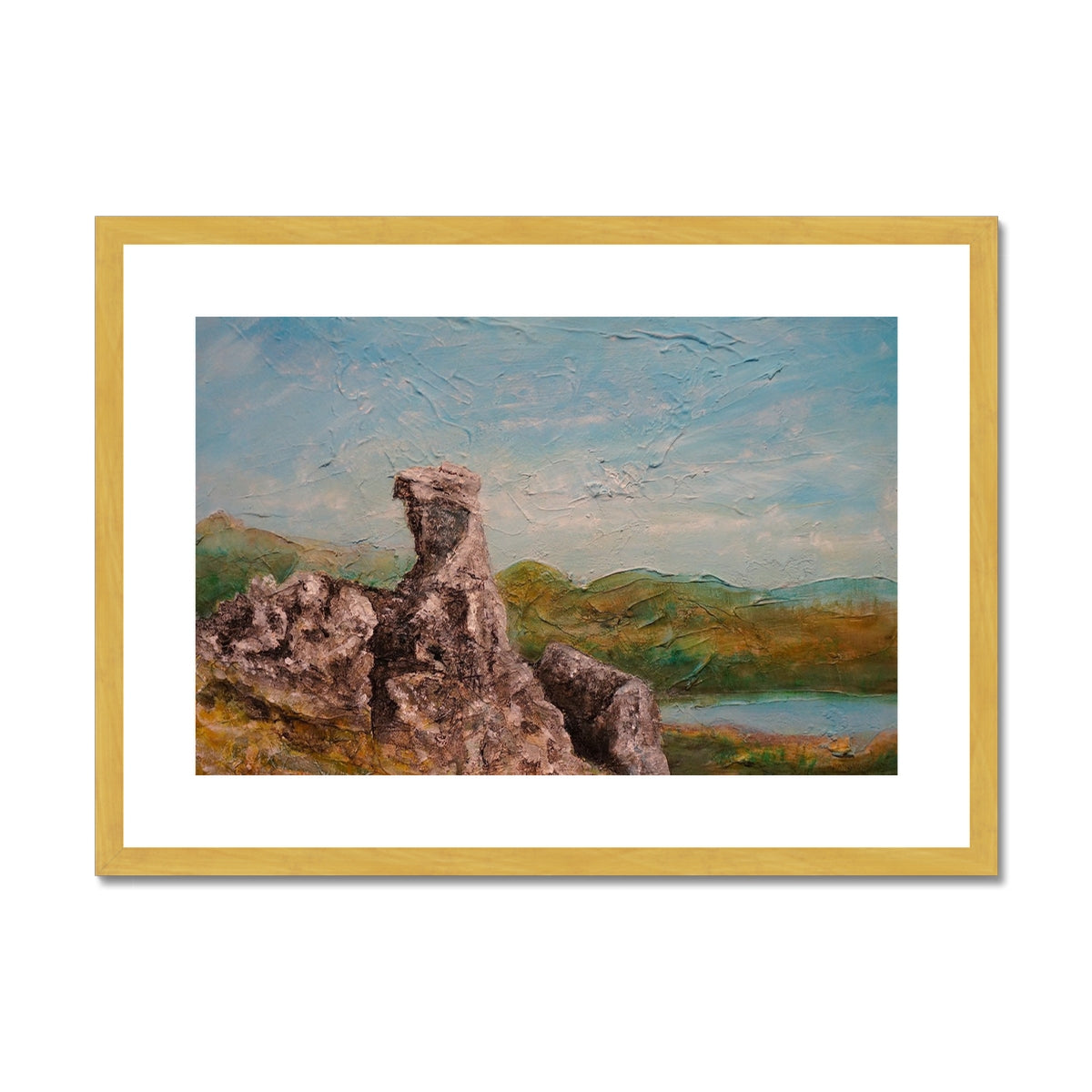 The Cobbler ii Painting | Antique Framed & Mounted Prints From Scotland-Antique Framed & Mounted Prints-Scottish Lochs & Mountains Art Gallery-A2 Landscape-Gold Frame-Paintings, Prints, Homeware, Art Gifts From Scotland By Scottish Artist Kevin Hunter