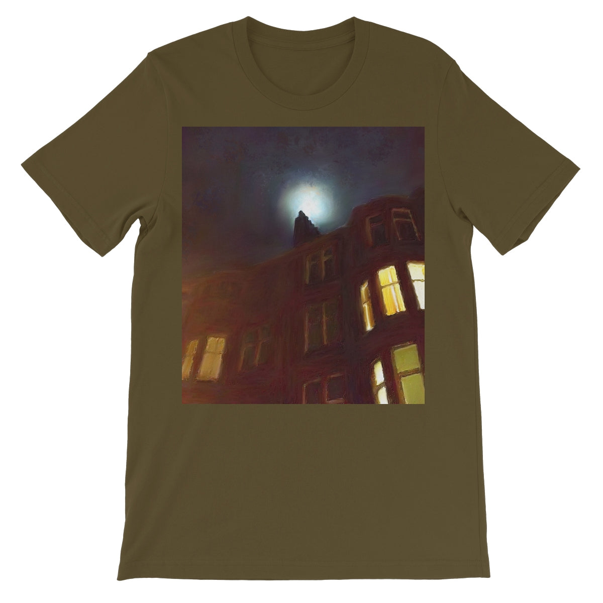 A Moonlit Tenement Unisex Short Sleeve T-Shirt | Scottish Art Gifts