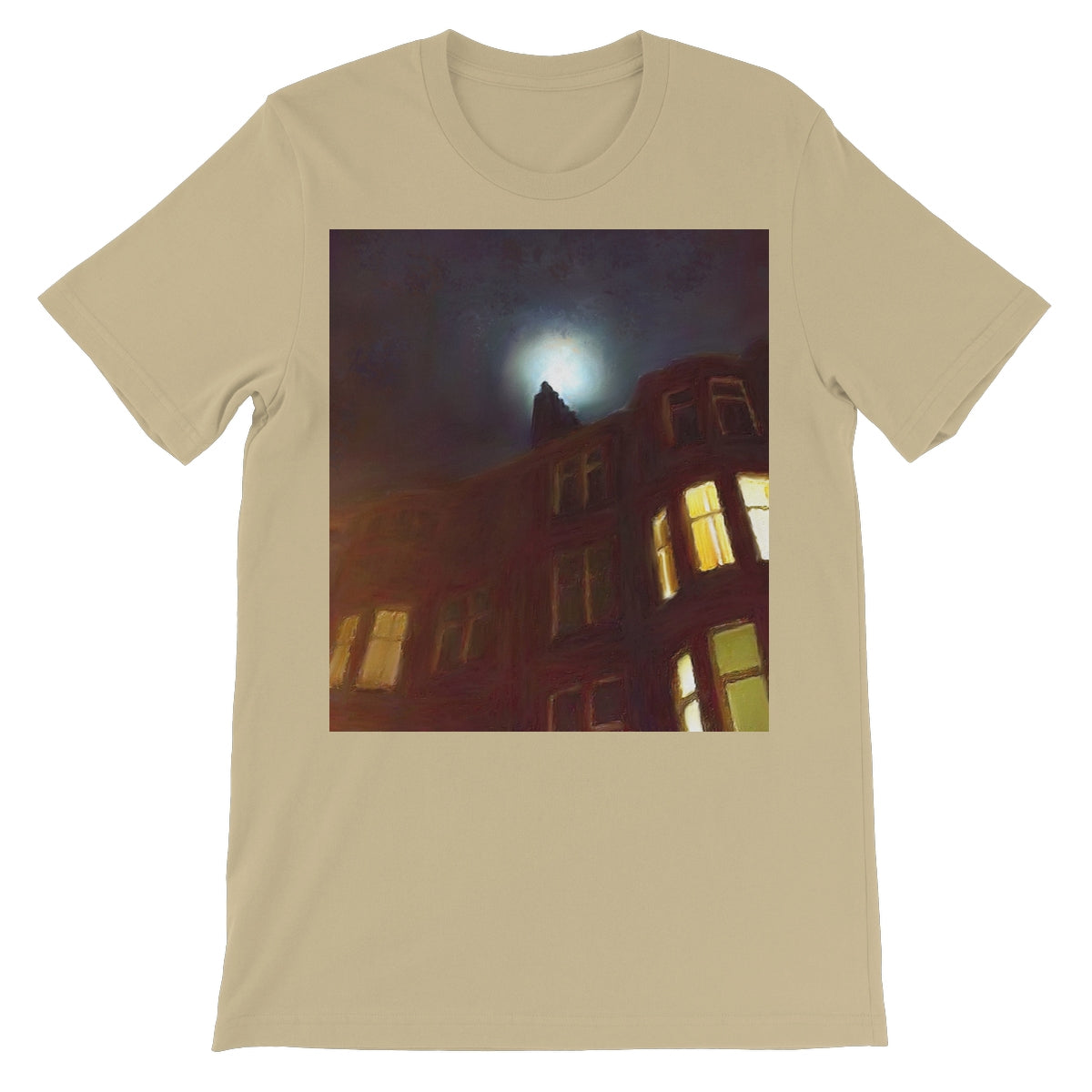 A Moonlit Tenement Unisex Short Sleeve T-Shirt | Scottish Art Gifts