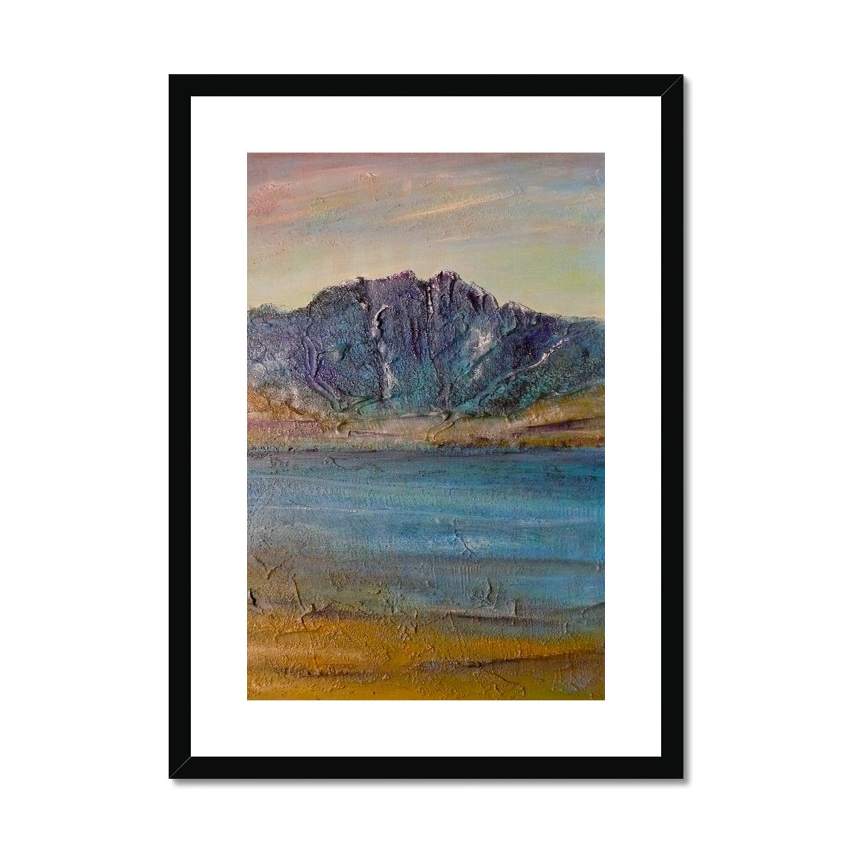 Torridon Painting | Framed & Mounted Prints From Scotland-Framed & Mounted Prints-Scottish Lochs & Mountains Art Gallery-A2 Portrait-Black Frame-Paintings, Prints, Homeware, Art Gifts From Scotland By Scottish Artist Kevin Hunter