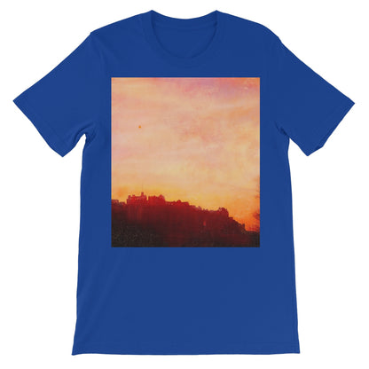 Edinburgh Castle Sunset Unisex Short Sleeve T-Shirt | Scottish Art Gifts