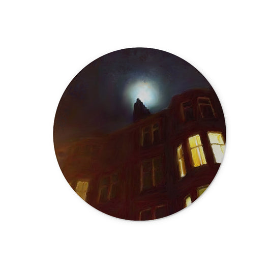 A Moonlit Tenement Glass Chopping Board | Scottish Art Gifts