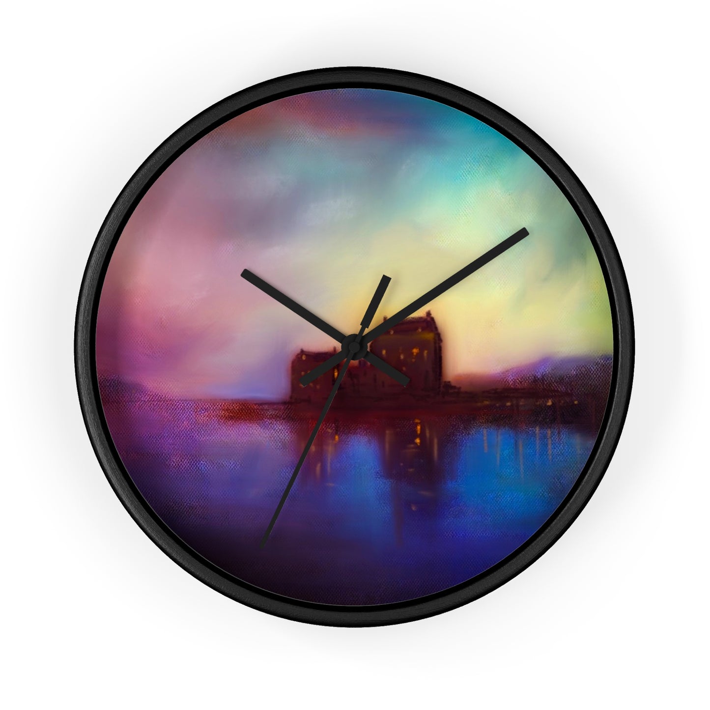 Eilean Donan Castle Sonnenuntergang-Wanduhr | Schottische Kunstgeschenke
