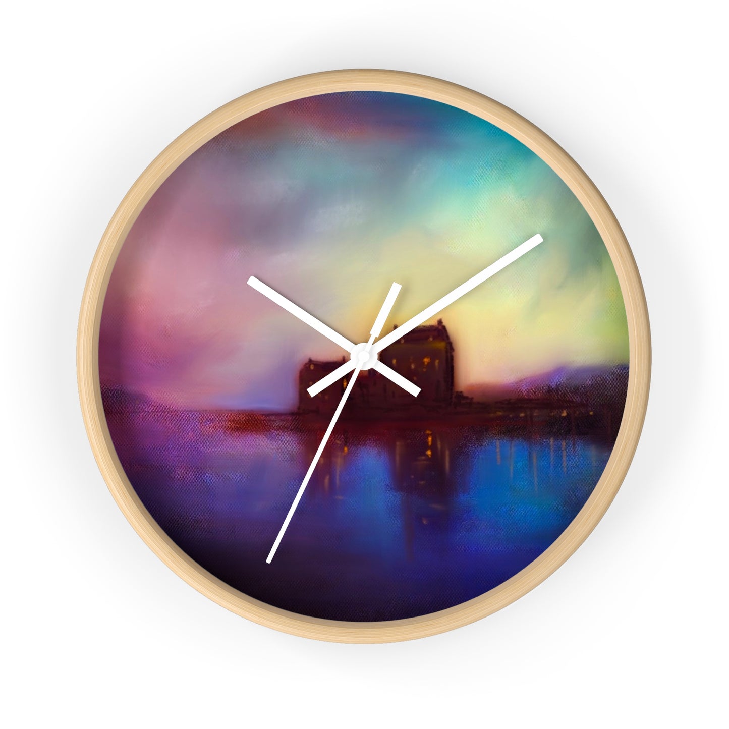 Eilean Donan Castle Sonnenuntergang-Wanduhr | Schottische Kunstgeschenke